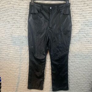 WOMENS 12P BLACK FAUX LEATHER PANTS VEGAN PLEATHER GOTHIC GRUNGE BIKER